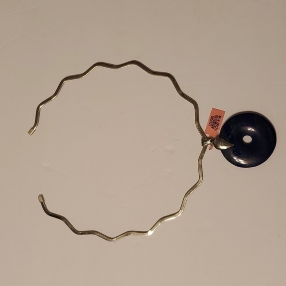 New Women's 316L Stainless Steel Lapis Look Circle Stone Necklace Jewelry‎ NWT